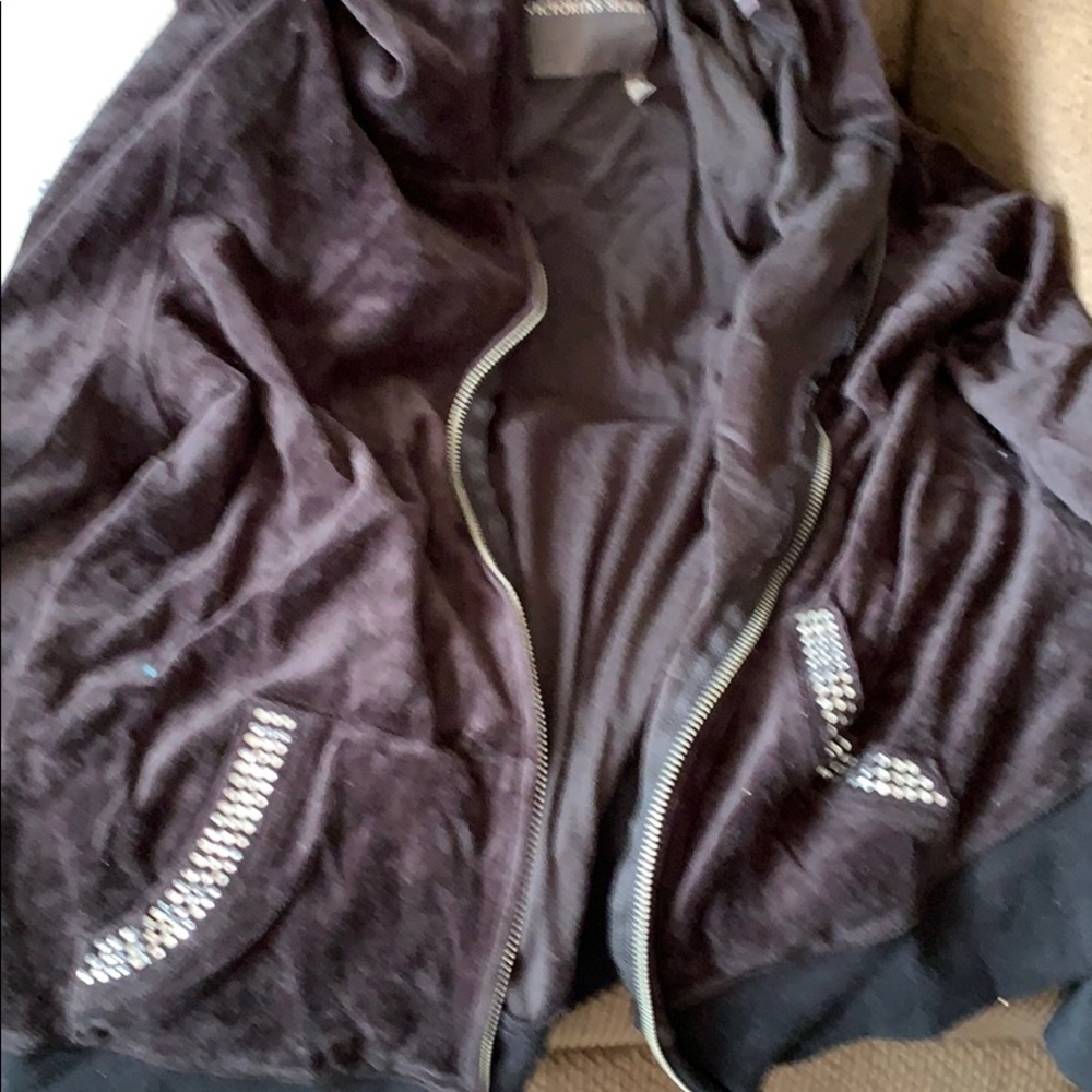 Black velvet Victoria’s Secret hoodie full zip xl